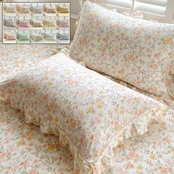 2PCS Pillowcase 100% Cotton Pillow Cover Lotus Leaf Pillow Case Twill 48X74Cm Pillowcases Ruffle Sleep Bedding Home Decor 베개커버