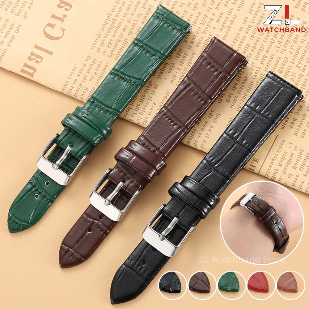 Ultra-thin Leather Watch Band 8mm 10mm 12mm 14mm 16mm Universal Replacement Straps for Men Women Bamboo Pattern Slim Bracelet