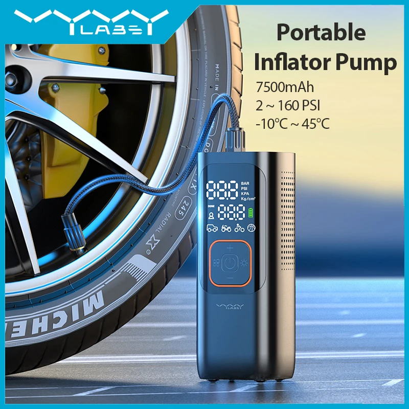 

VYVYLABS 160PSI Car Tire Wireless Air Pump Inflator Rechargeable Air Compressor For Car Motorcycle Bicycle Electric Air Pump
