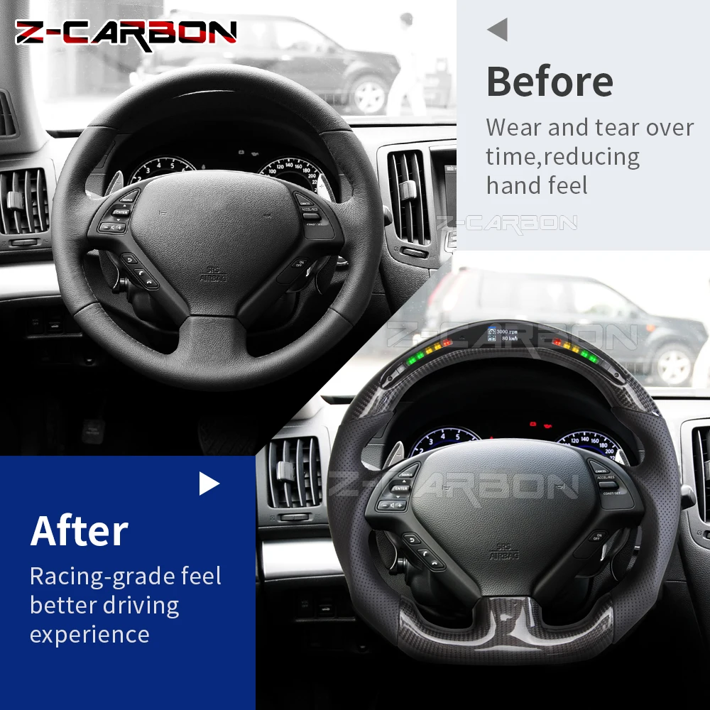 LED Steering Wheel Carbon Fiber For Infiniti G37 G37X 2008 2009 2010 2011 2012 2013 Car Modification Accessories Steering Wheel