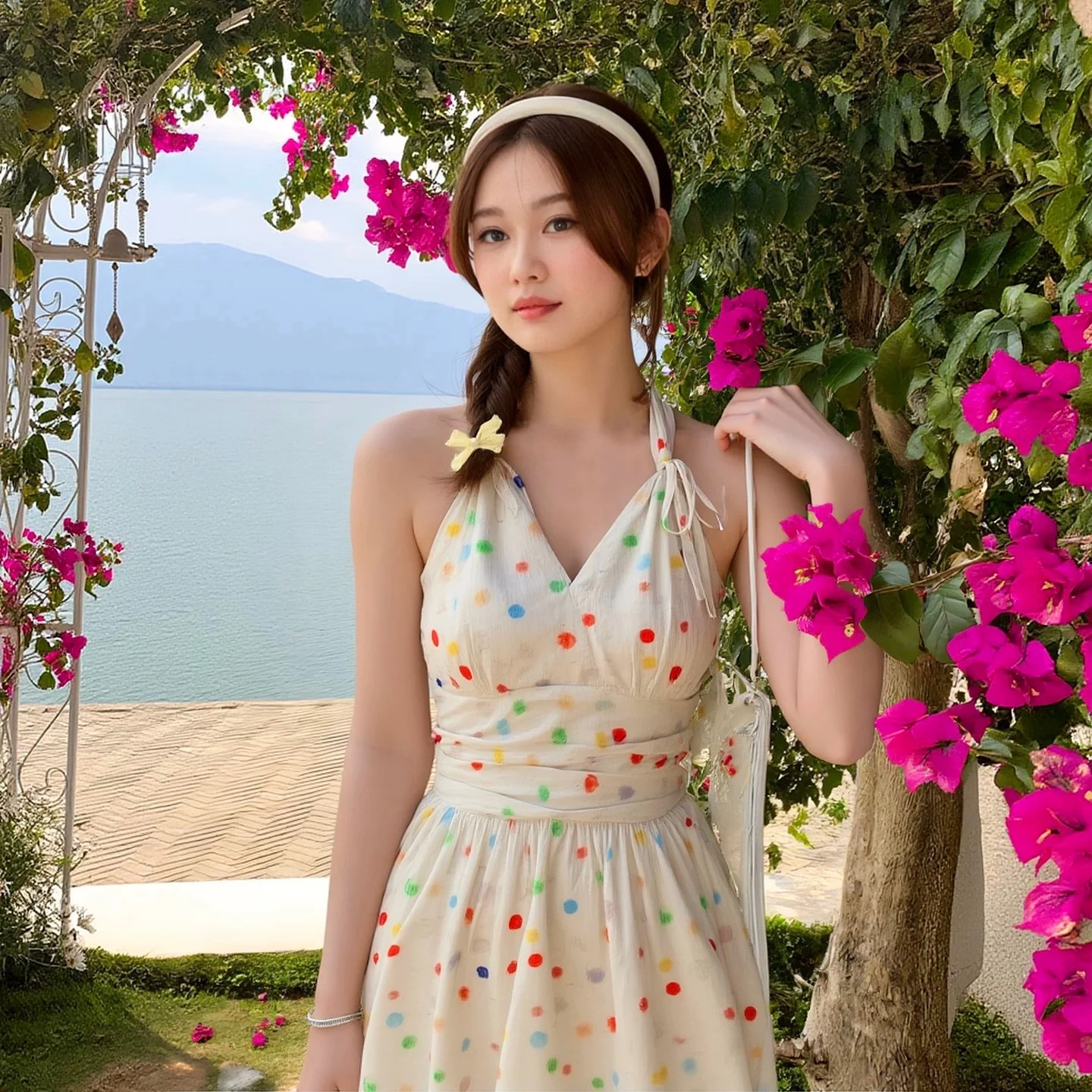 

Retro Polka Dot Bikini Women's Waist-Cinching Vaion Swimwear V-ne Casual Sle Japanese Sle Printed Slimming Suit