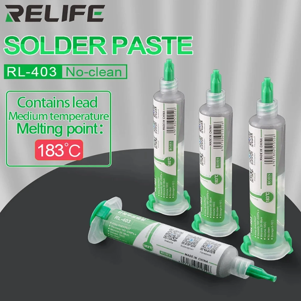 RELIFE No-clean Soldering Paste RL-400 RL-401 RL-402 40g Sn63/Pb67 183°C Solder Paste for Phone PCB BGA Reballing Soldering