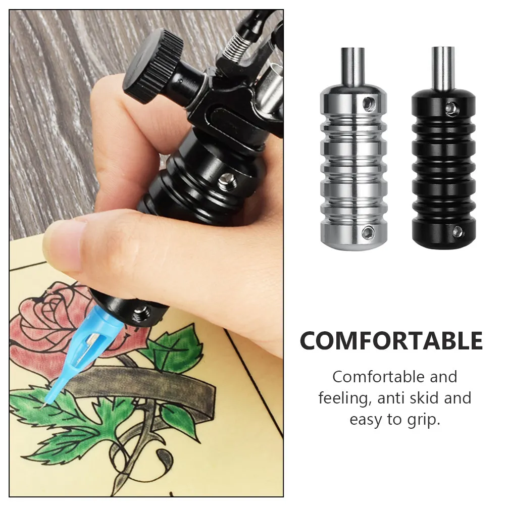2Pcs Aluminum Tattoo Machine Grips Adjustable Non-Slip Grip Holders Tubes for Shader Liner Eyebrow Tattoo