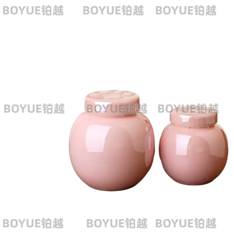 Pink Ceramic Pet Urn with Paw Print Sealed Memorial Box for Dog Cat Ashes Moisture Proof Keepsake Container