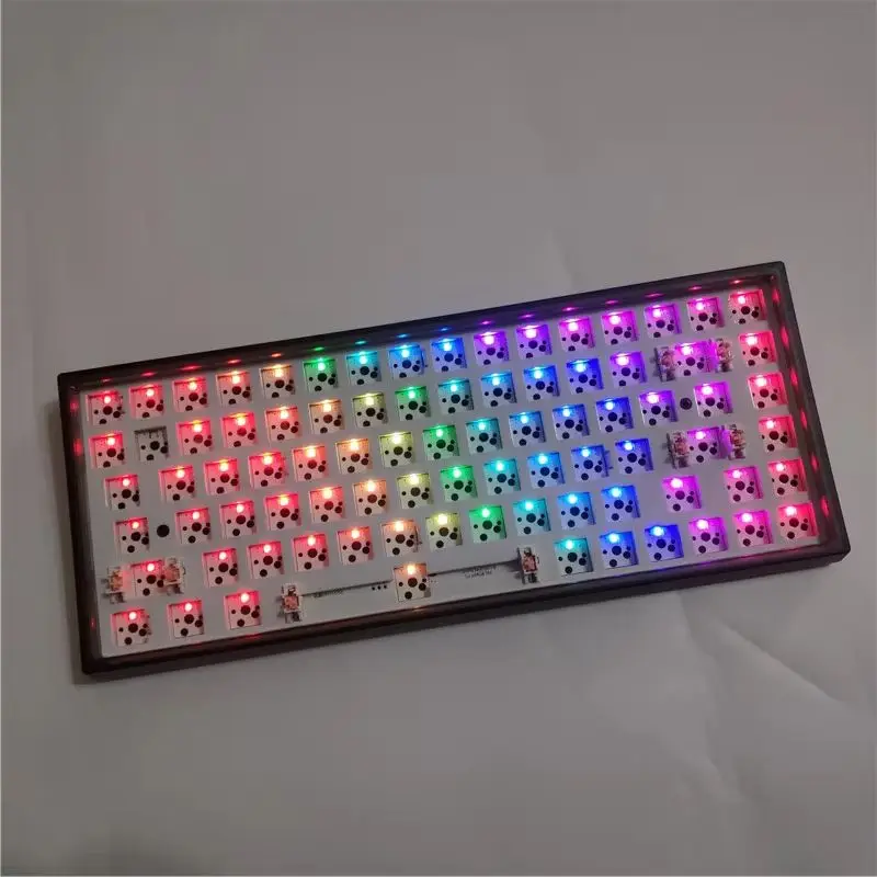 Semi Transparent Black Gaming Mini 84 Keyboard Kit 3 Modes RGB Keycool Bluetooth Hot Swap Mechanical Keyboard 2.4g Wireless