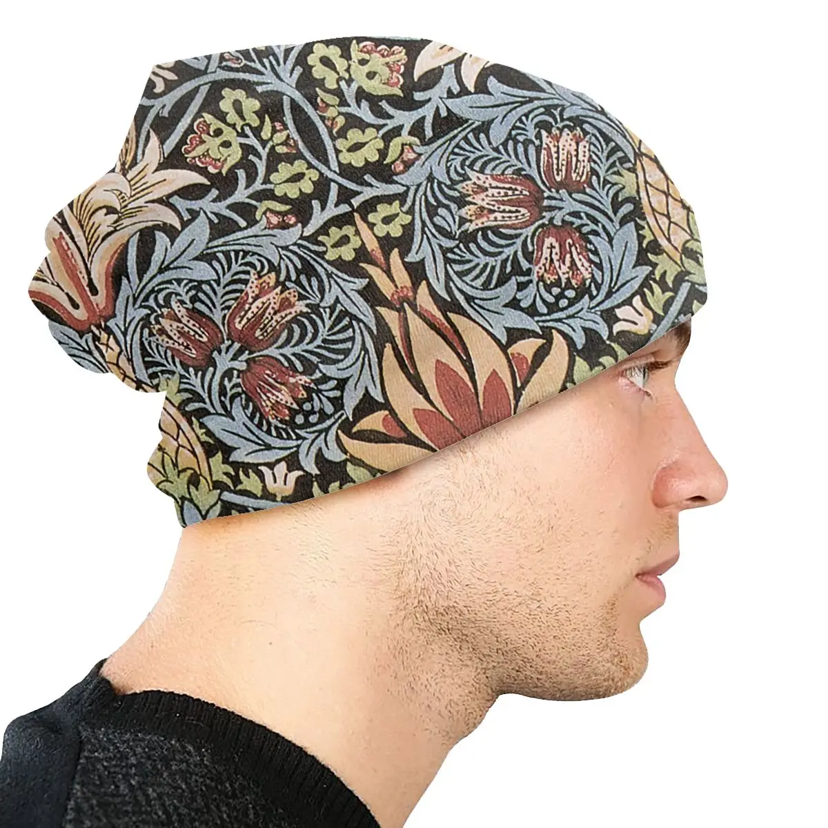 Custom Bonnet Winter Warm Knitting Hat William Morris-Wallpaper By William Morris Skullies Beanies Adult Beanie Hats Ski Cap