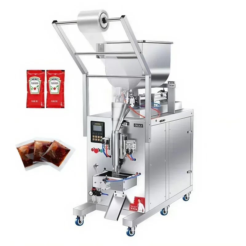 

【HOT】2025 Hot Sale Small Sauce Filling Machine with Stirrer Automatic Dosing Back Seal Pneumatic Packing for Honey Seasoning Pas