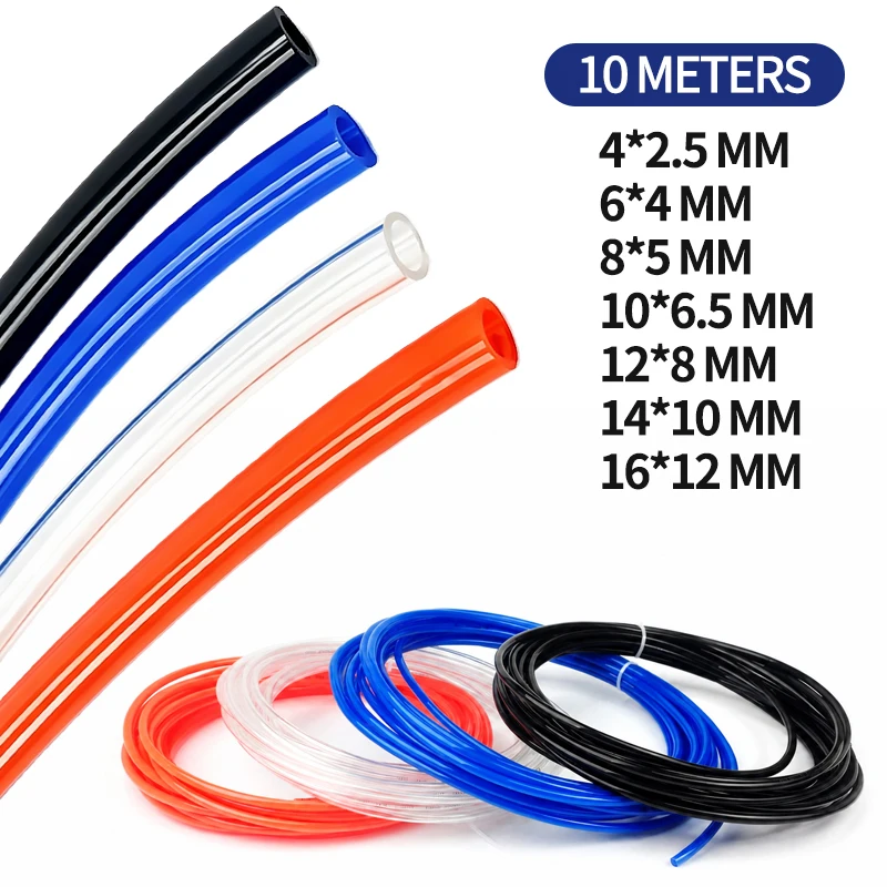 10M PU Pneumatic Air Hose Tube 4x2.5mm 6x4mm 8x5mm 10x6.5mm 12x8mm 14x10mm 16x12mm for Air Compressor Pneumatic Tools