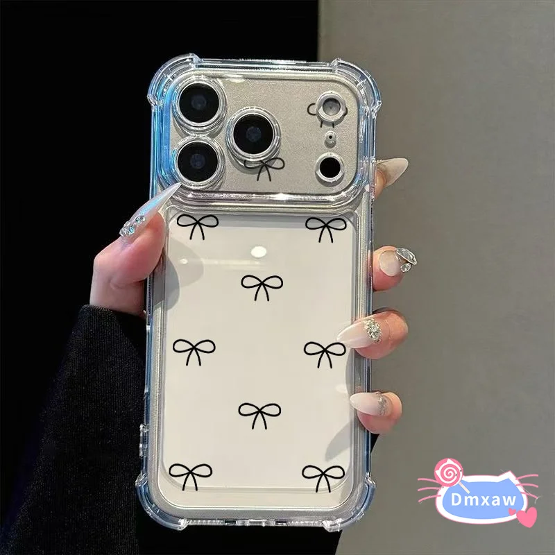 Простой черный чехол с бантом для OPPO A98 A97 A96 A95 A94 A93 A92S A91 A83 A78 A77S A76 A74 A73 A72 A60 A58X A57S
