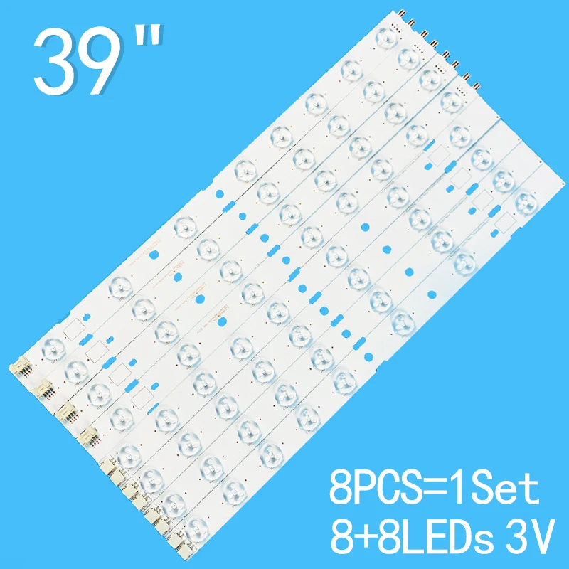 1Set=8PCS R+L=790mm 8+8LEDs 3V For Toshiba 39