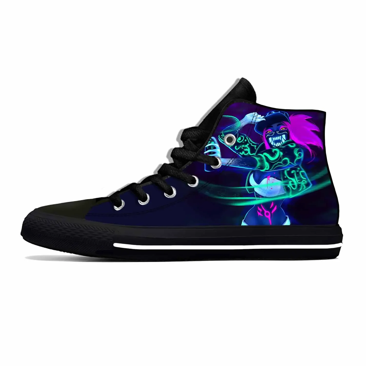 Anime Cartoon Manga Comic Game Akali Fashion Cool Casual Cloth Shoes High Top Lightweight Breathable 3D Print Men Women Sneakers