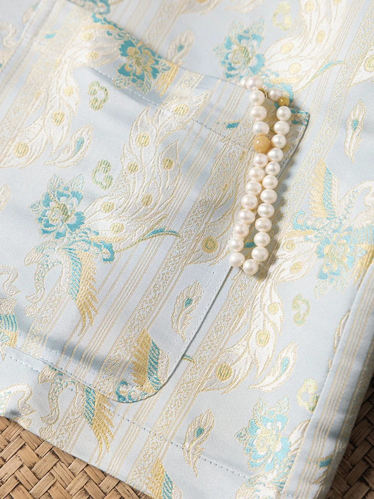 Peacock Print New Chinese Style V-neck 100% Natural Mulberry Silk Women's Fashionable Long Sleeved Single Breasted Suit Jacket