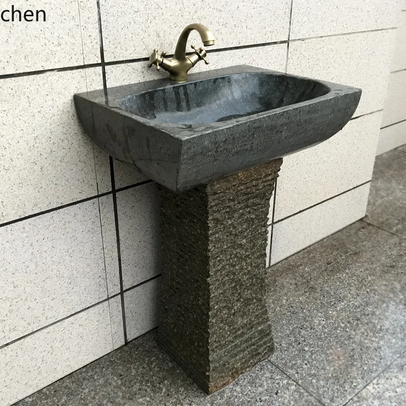 

Ретро-раковина из камня TP: интегрированная умывальная чаша для ванной комнаты, балкона, двора