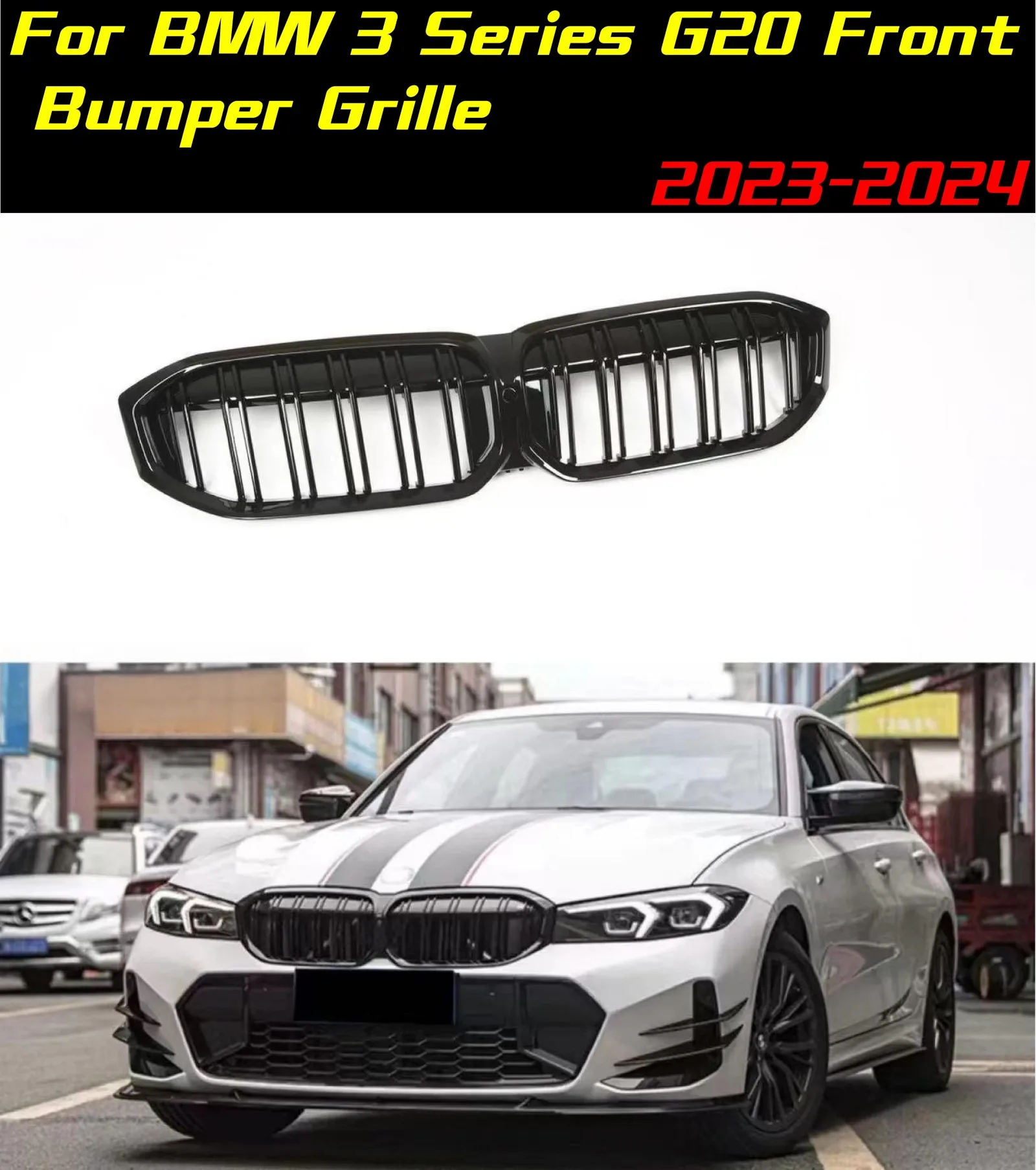 

Решетка переднего бампера для BMW 3 серии G20 2023-2024, передняя решетка, автоматическая гоночная решетка, комплекты кузова, внешняя модификация, спортивный комплект
