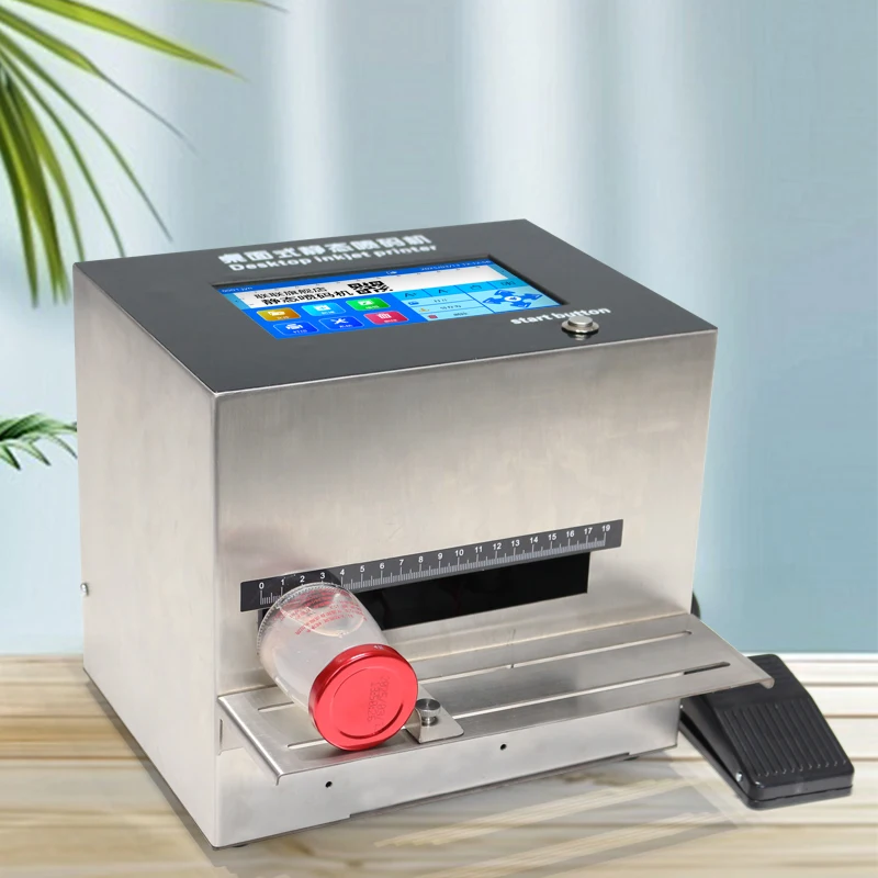 PJT Desktop Static Coder Date/QR Printer for Food Bags Lids & Carton Packaging Inkjet Print Machine