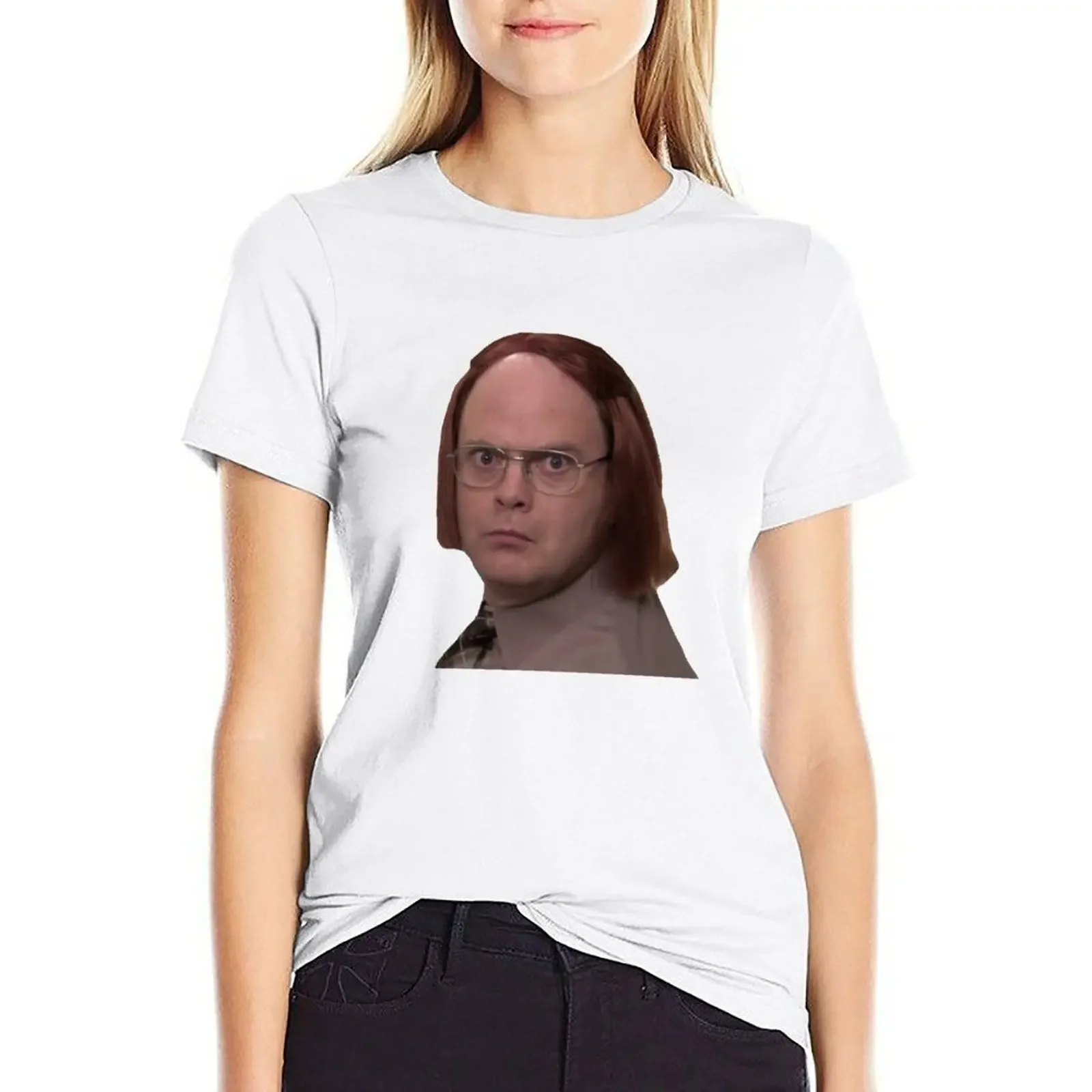 

Dwight Schrute as Meredith T-shirt cute tops kawaii clothes t-shirts for Women graphic tees funny