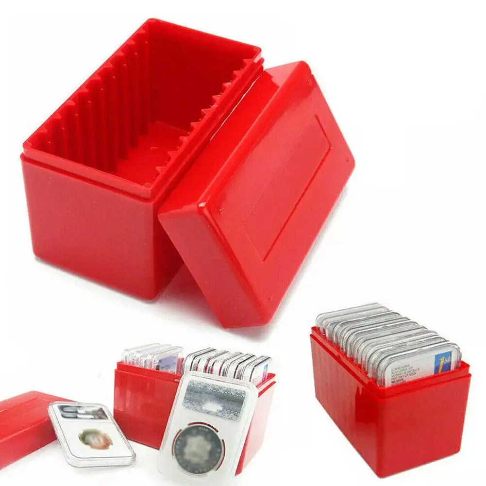 Square Plastic 10 Coin Holder Slab Storage Box Case Fit For PCCB PCGS NGC Graded Coin Slab Protective Display Case High-end NEW