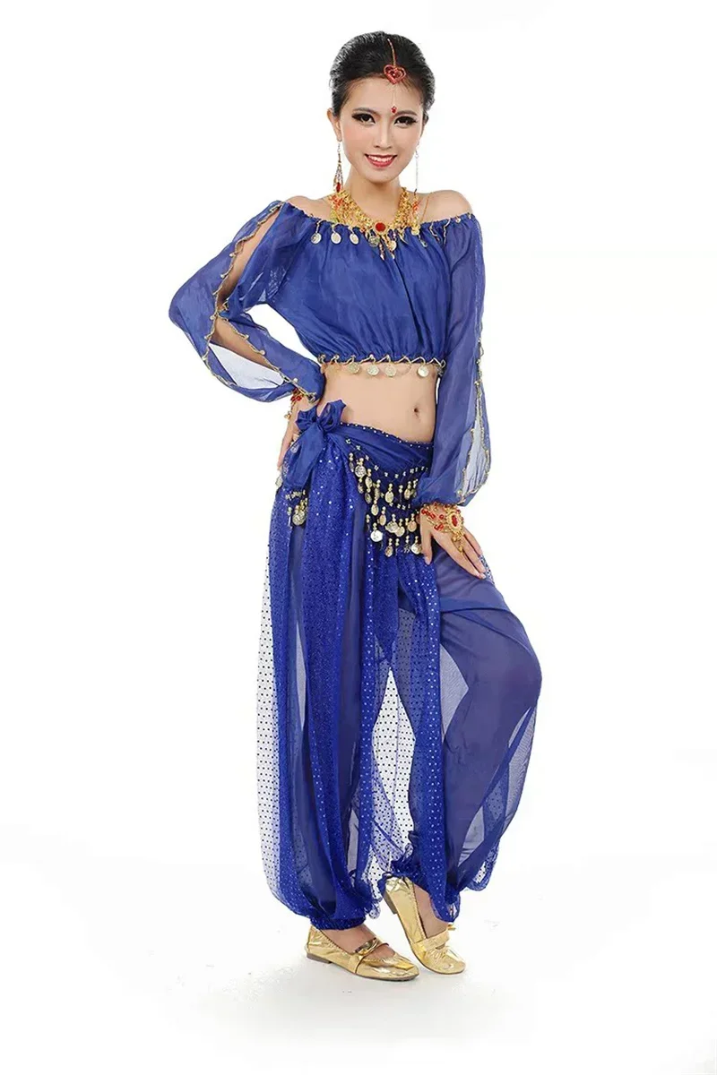 Zestaw stroju do tańca brzucha w stylu arabskim i indyjskim dla kobiet, szlachetna księżniczka, Bollywood, Jasmine, cosplay, festiwal, występ sceniczny, rave, odzież taneczna