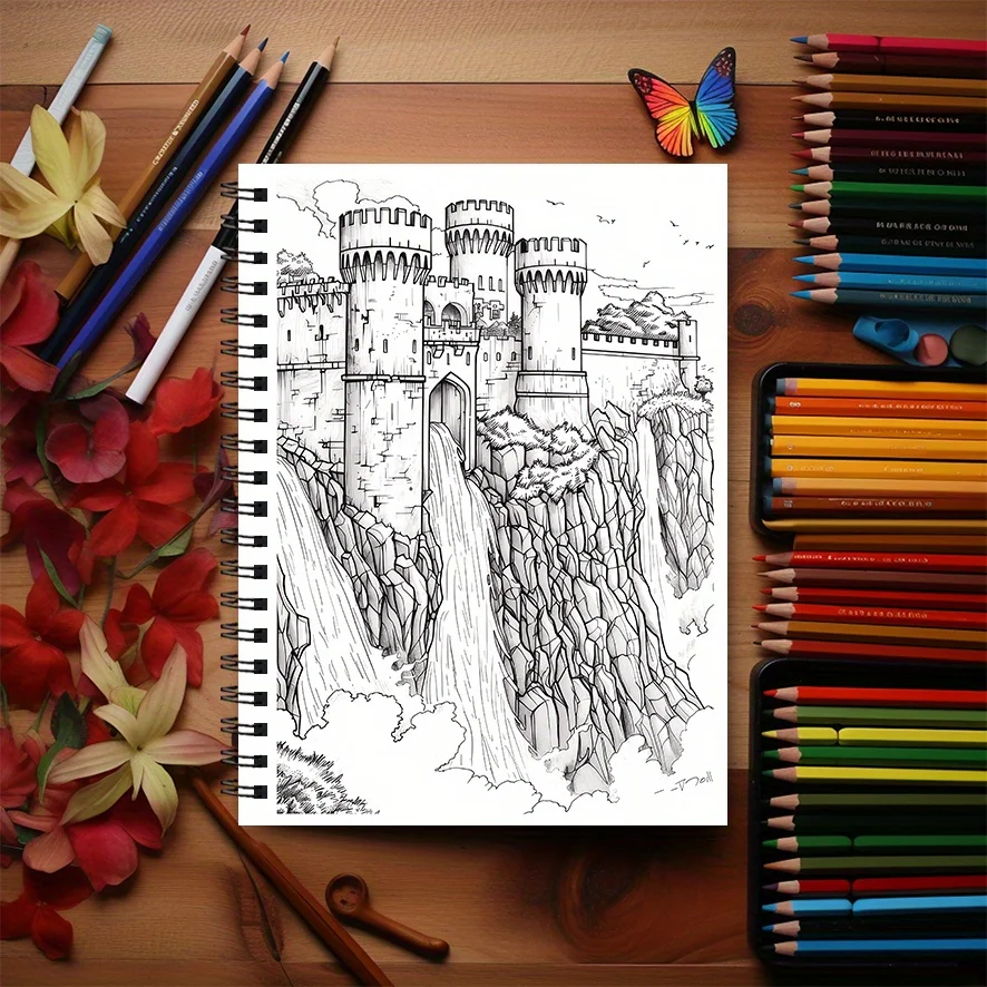 Dream City Coloring Book - 8.3×11.2 Inches, 22 Pages. Excellent for Fantasy - lover Relaxation, Magical Doodling, Holiday Gifts