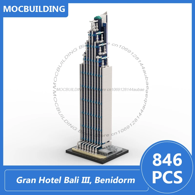 MOC Building Blocks Gran Hotel Bali III, Benidorm DIY Assemble Bricks 1:567 Scale Architecture Model Creative Toys Gifts 846PCS