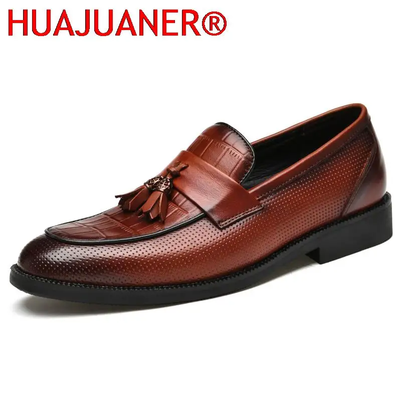 

Luxury Mens Casual Shoes Tassel Oxford Shoes For Men Comfy Slip on Loafers Man Top Quality Genuine Leather Formal Dress Footwear