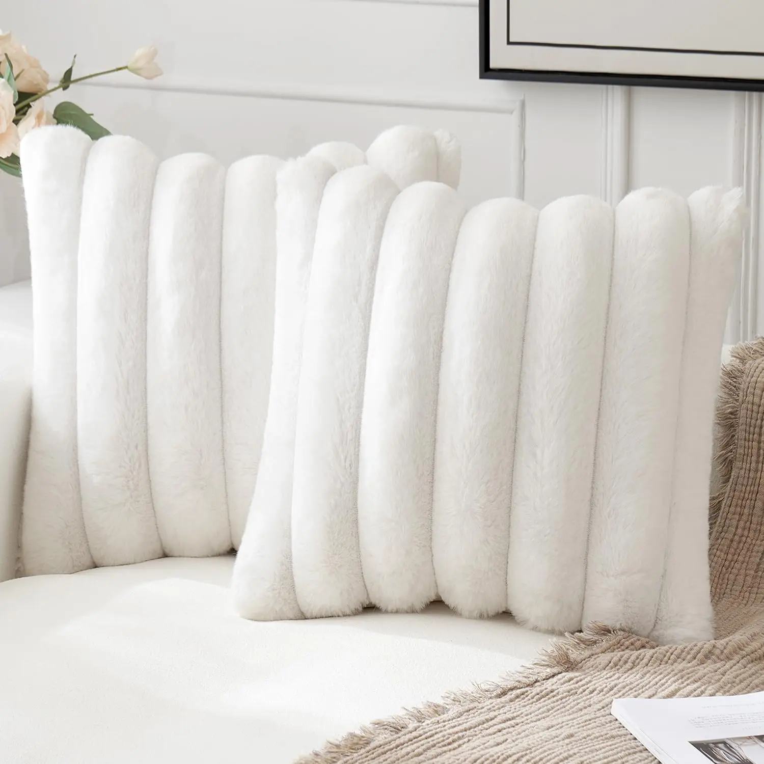 

2 Pieces Cushion Covers For Sofa Decorative Cushion Covers Modern Sofa Cushions For Living Room Sofa Bedroom 40 X 40 Cm White