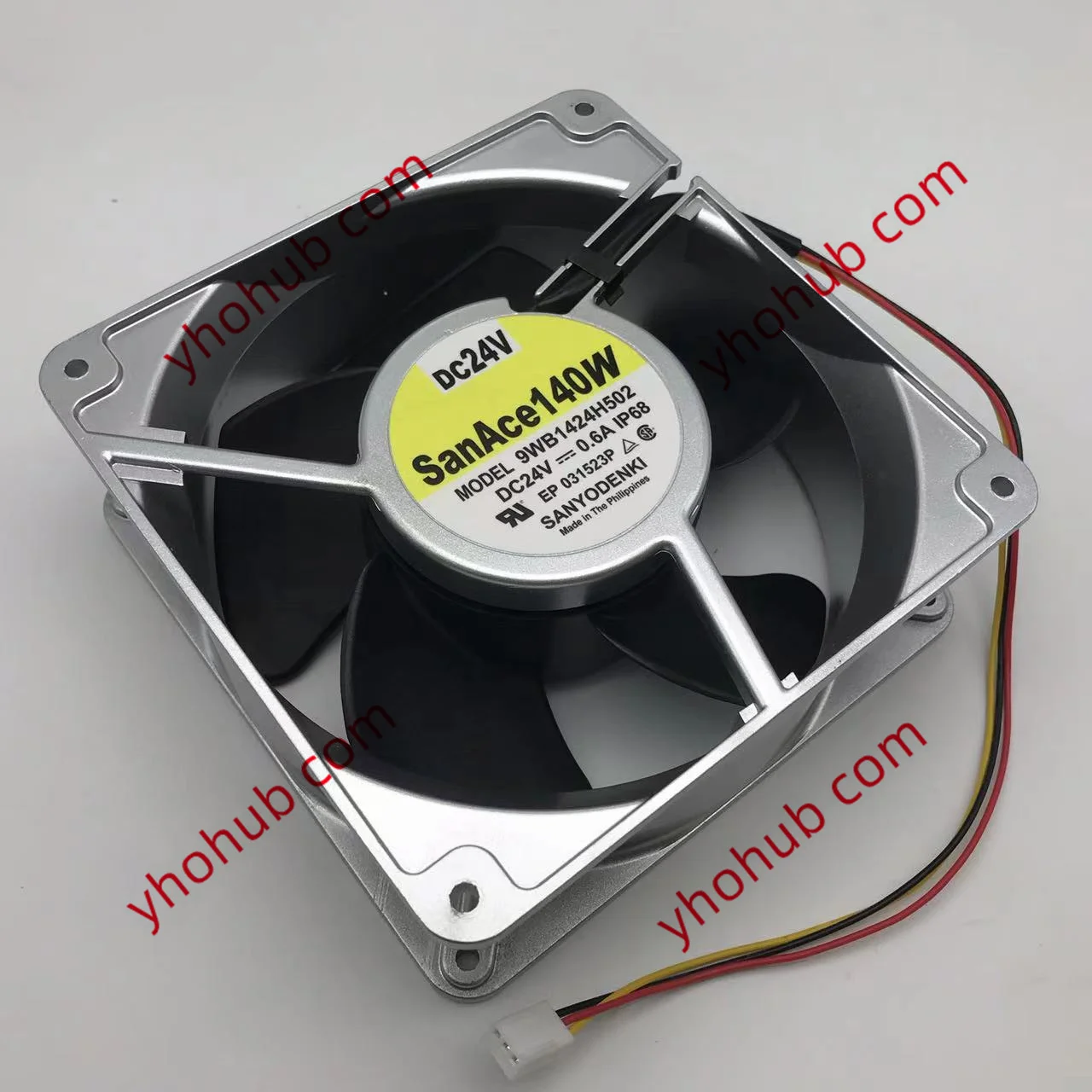 SANYO DENKI 9WB1424H502 Server Cooling Fan DC 24V 0.60A 140x140x51mm 3-Wire