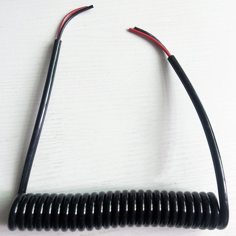 

2core 15 AWG Stretchable PU Spring Line Copper Power Telescopic Wire Black TPU Spiral Kabel Durable and Flexible Elastic Cord