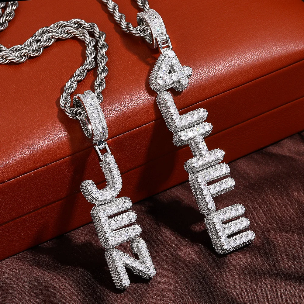 Full Iced Out Pendants 5A+ Zirconia CZ Necklace Custom Letter Luxury Exquisite Personalized Jewelry Hiphop Nameplate Choker