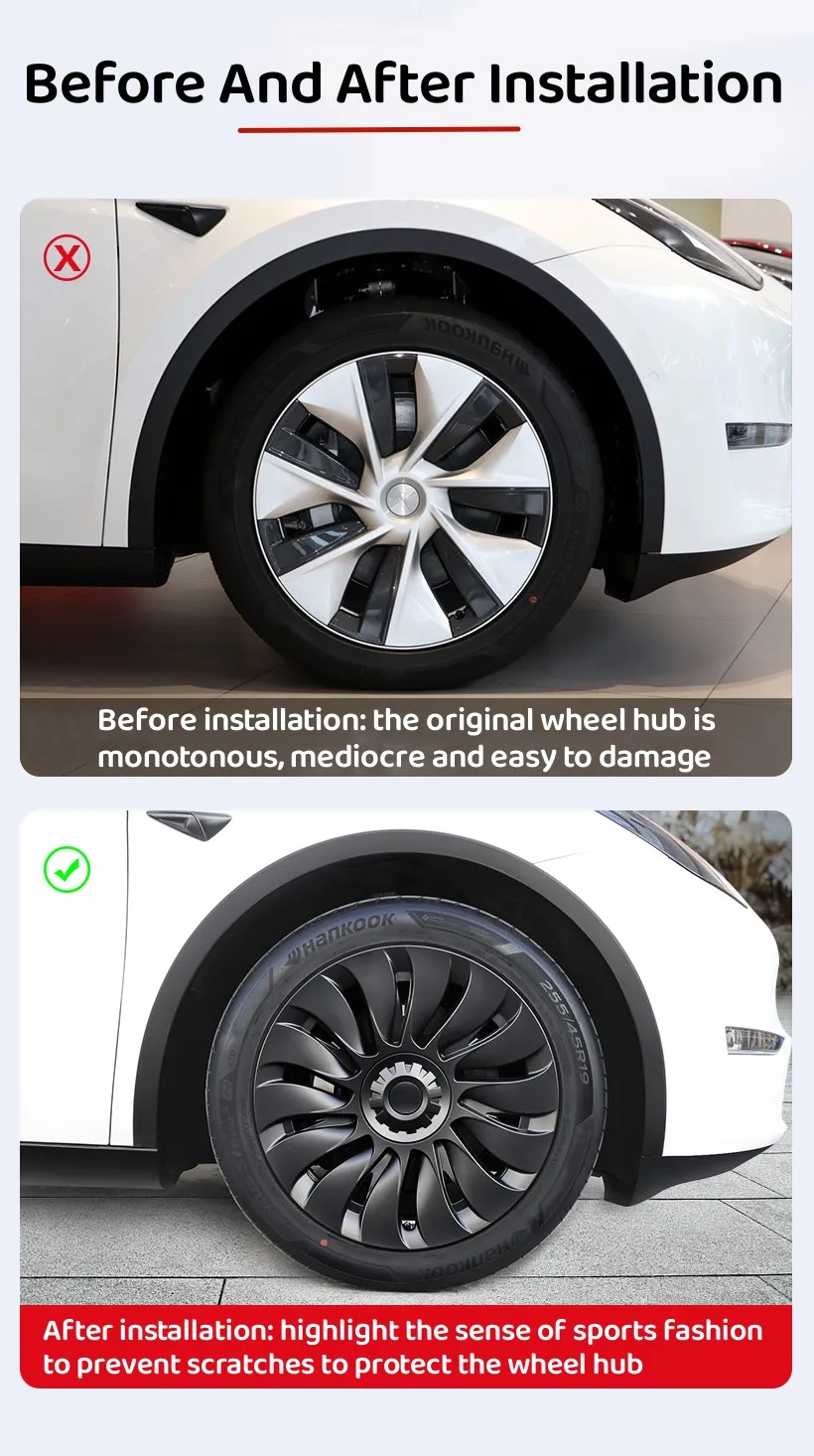 4PCS 19 Zoll Radkappe für Tesla Modell Y 2024 Leistung Ersatz Rad Radkappe Rechts & Links Radkappe Volle Felge Abdeckung Zubehör – Detail 6