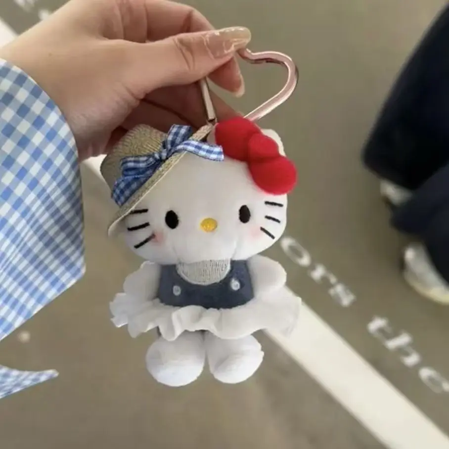 Sanrio hello kitty periférico boneca chaveiro bonito moda óculos de sol kt gato chaveiro mochila brinquedo de pelúcia chaveiro presentes de aniversário