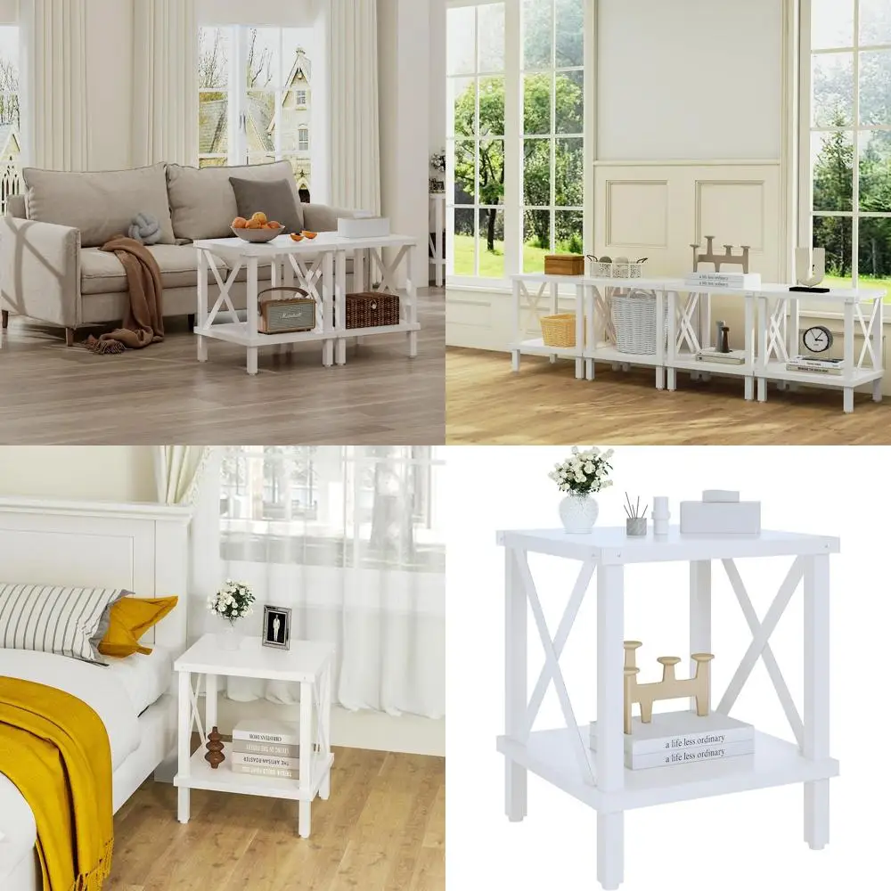 

Журнальный столик в индустриальном стиле с металлическими и деревянными элементами и полкой для хранения, белый, для гостиной или спальни