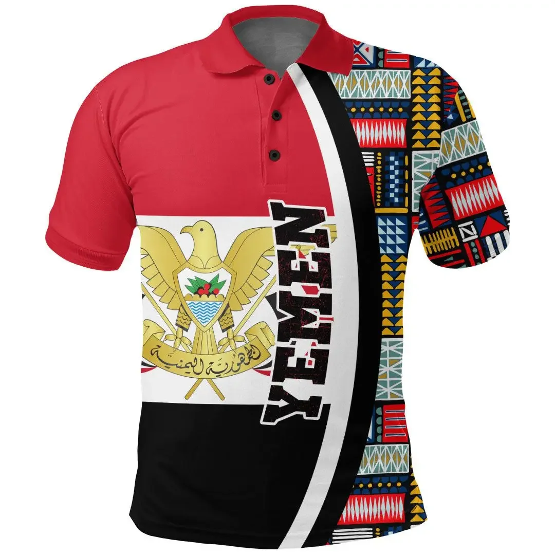 Custom Name Yemen Emblem Graphic Polo Shirt Summer Unisex Casual Streetwear Men's Fashion Loose Oversize Short Sleeve Sportswear