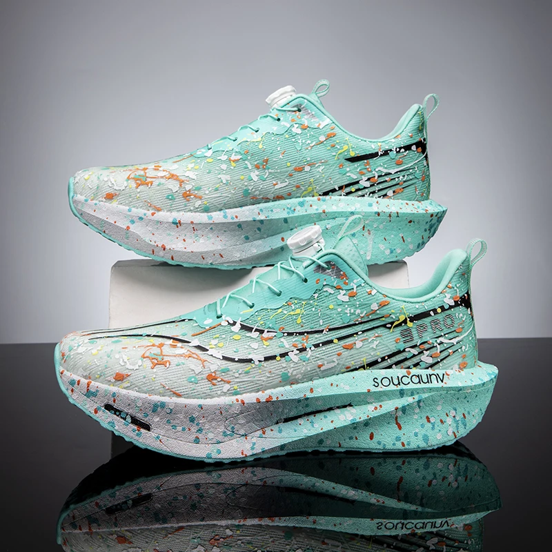 Hommes chaussures de course loisirs baskets respirant marche confortable Noctilucent décontracté Jogging lame mode à lacets marque en plein air