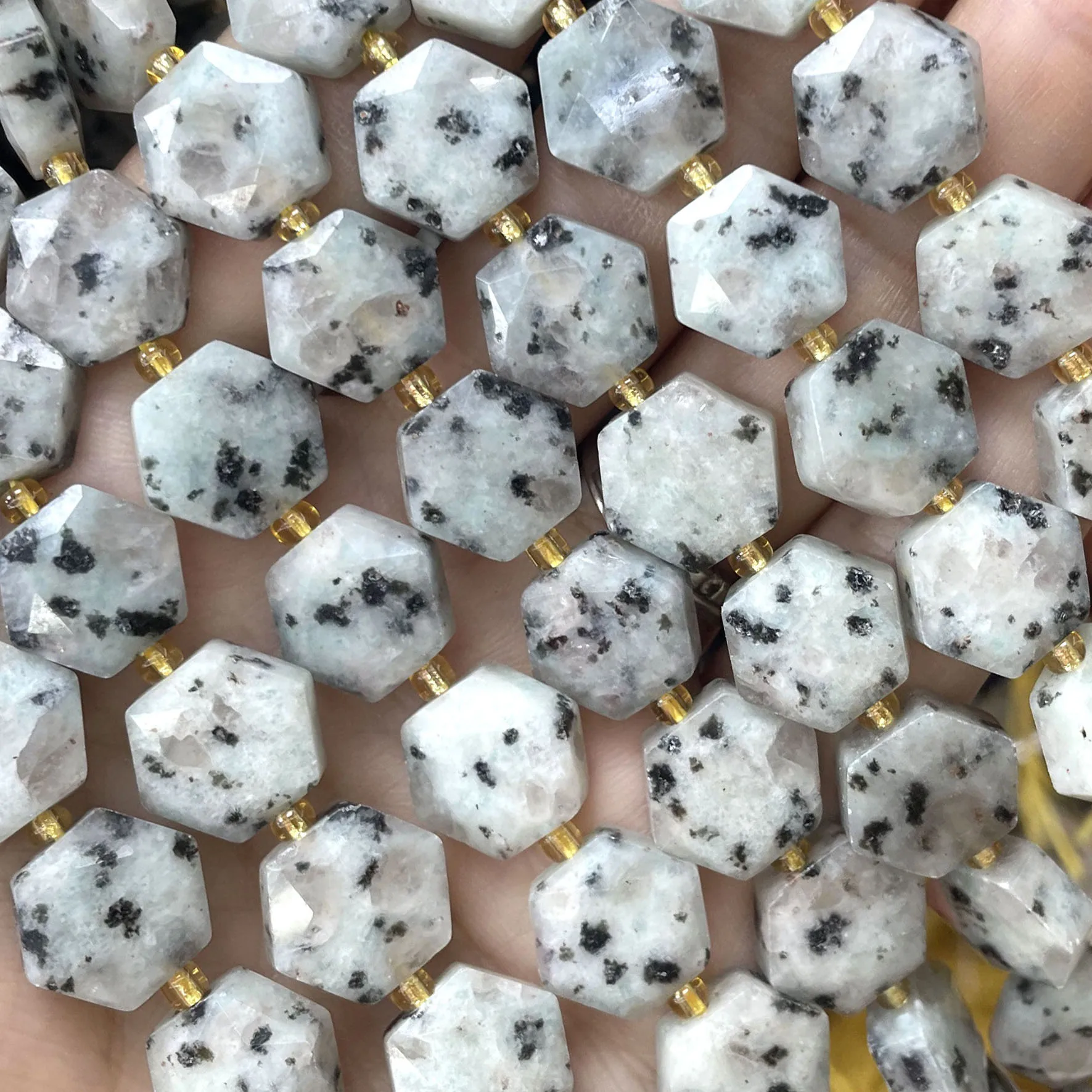 12 mm Naturstein, facettiert, sechseckig, Aventurin, Quarz, Jade, Abstandsperlen für die Schmuckherstellung, DIY-Armband, Halskette, Zubehör – Detail 23
