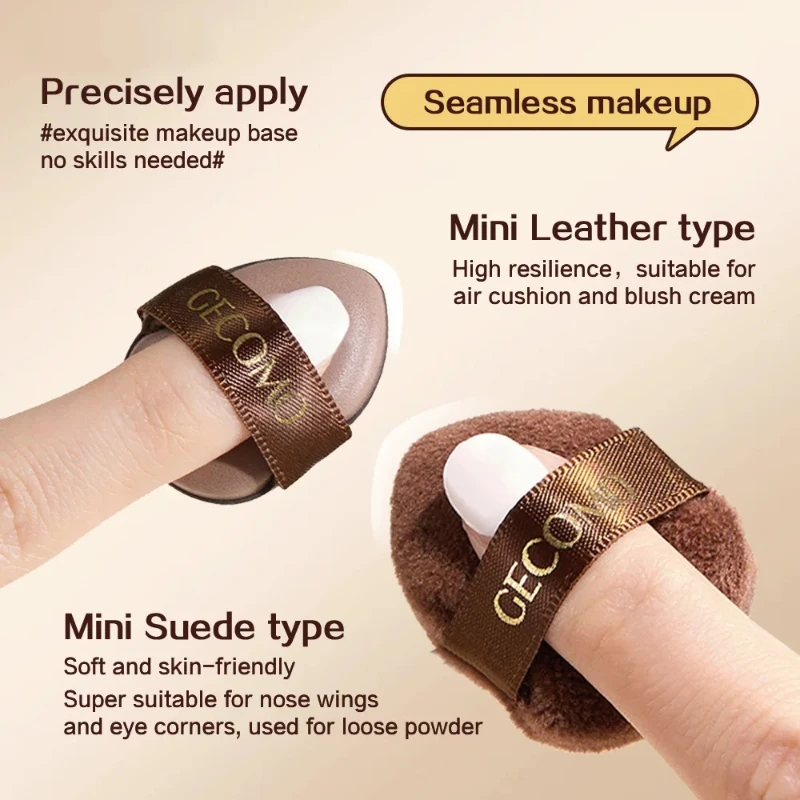 6 pçs conjunto de sopro de pó esponja seca e molhada dupla utilização superfície de couro reunindo maquiagem puff macio pele-amigável almofada de ar maquiagem