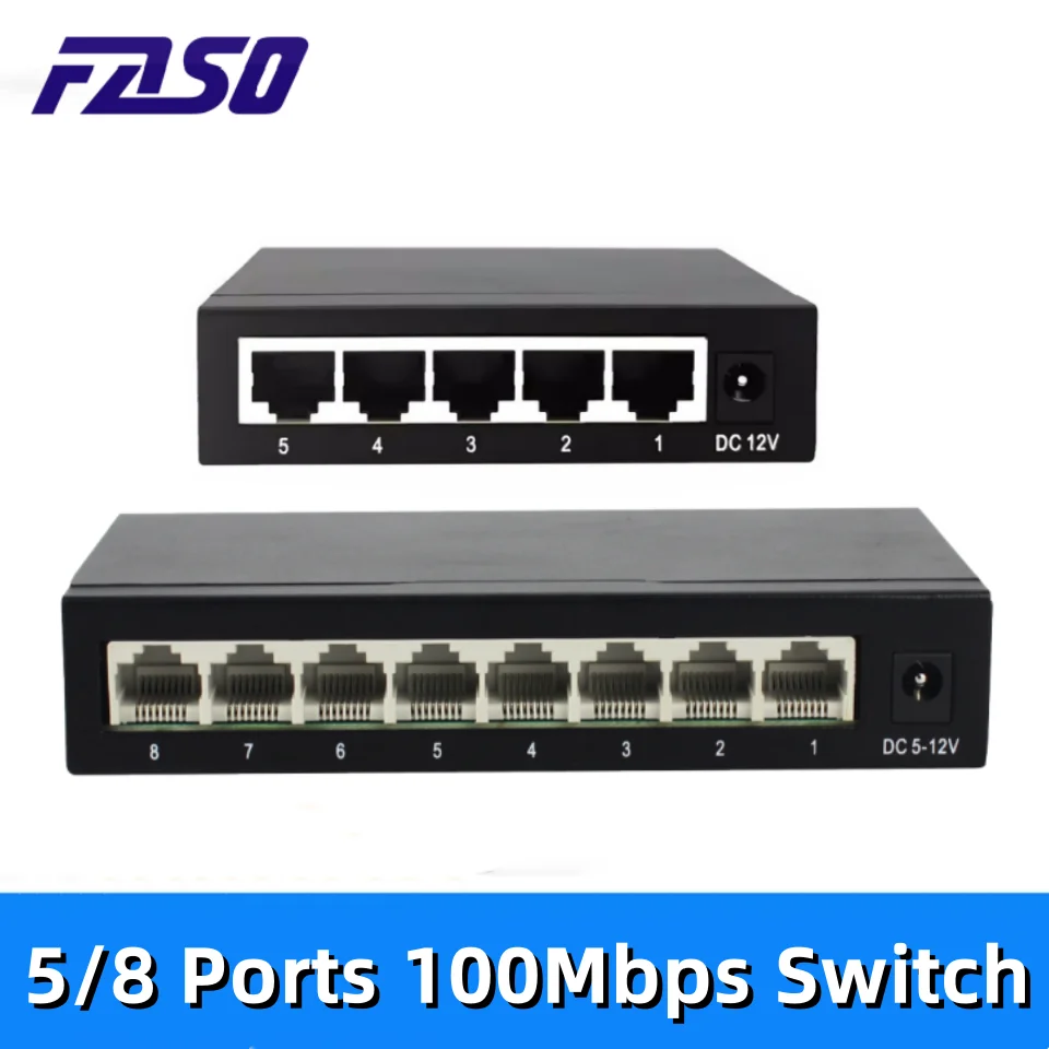 

Gigabit RJ45 Ethernet Network Switch 5/8 Ports 10/100 Mbps Metal Desktop Fast Switching Lan Hub Internet Injector for Router