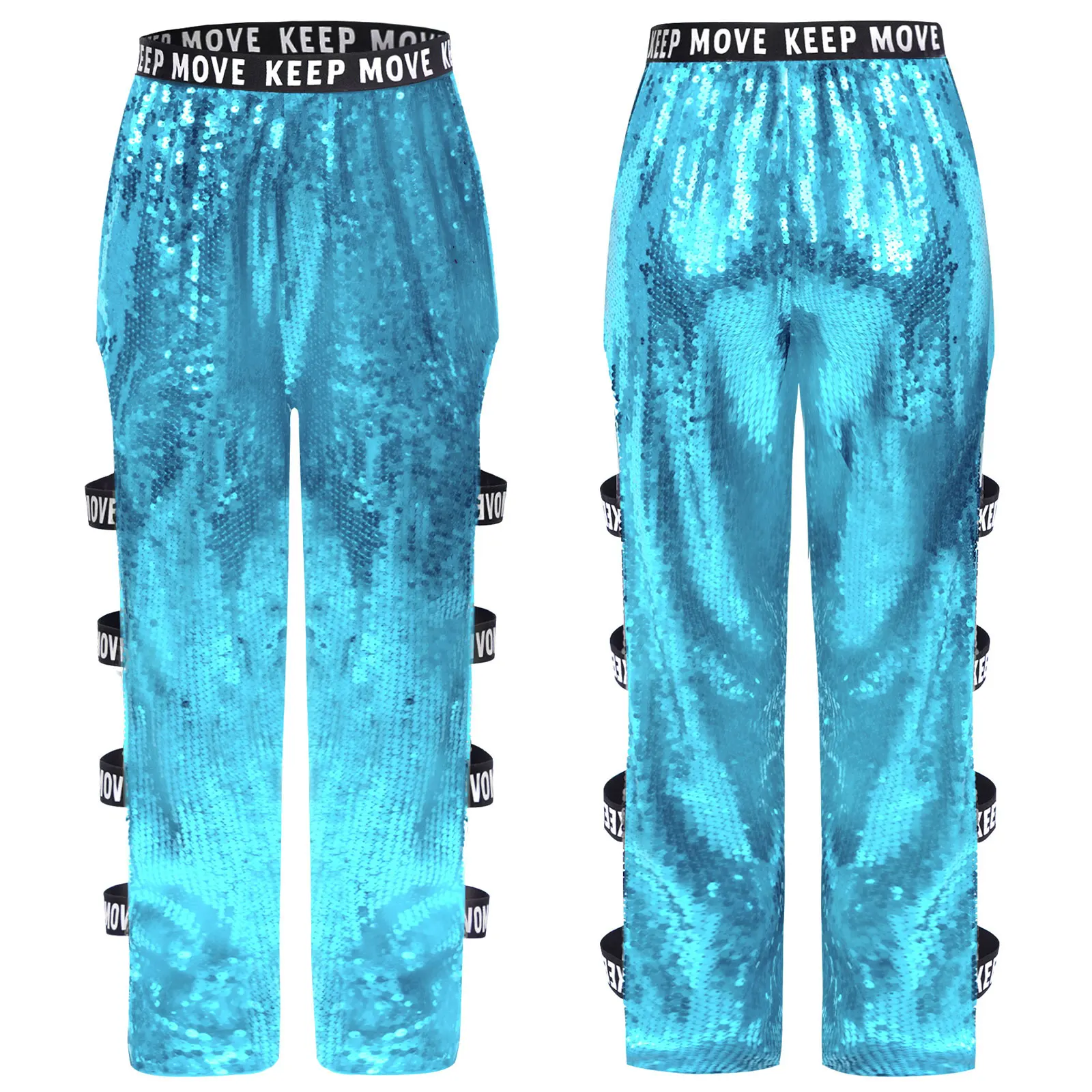 Moda meninas lantejoulas calças crianças brilhantes calças compridas streetwear rave festa dança calça palco desempenho trajes discoteca