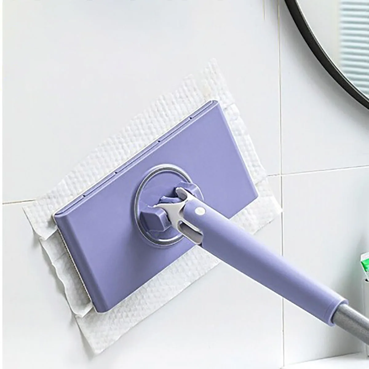 1pc Portable Mini Mop Automatic Paper Towel Changing Mop 360° Rotation Cleaning Tool For Floor Window Dust Removal No Cloth
