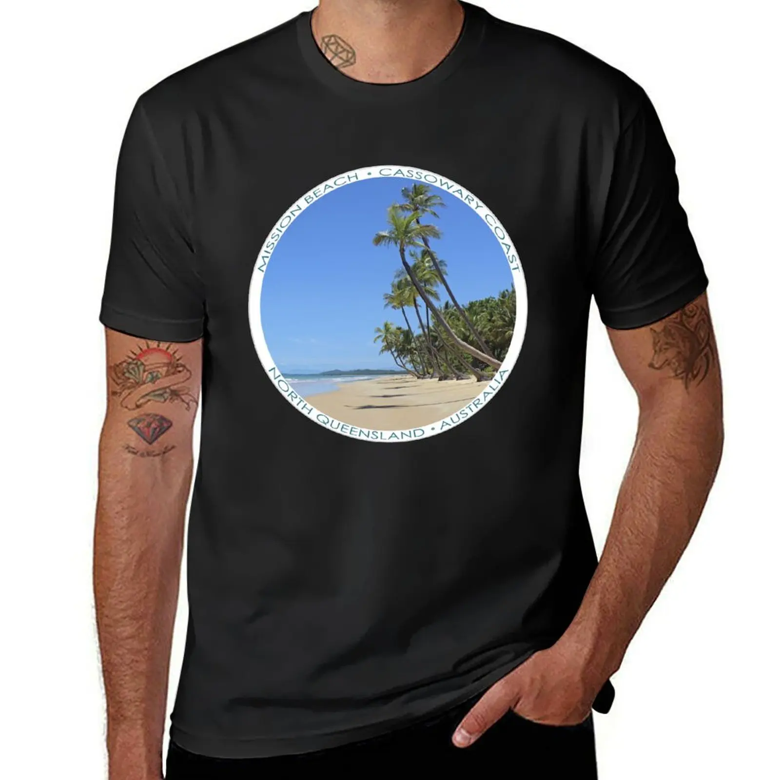 MIssion Beach Emblematic Photo T-Shirt heavyweights blanks blacks men t shirt