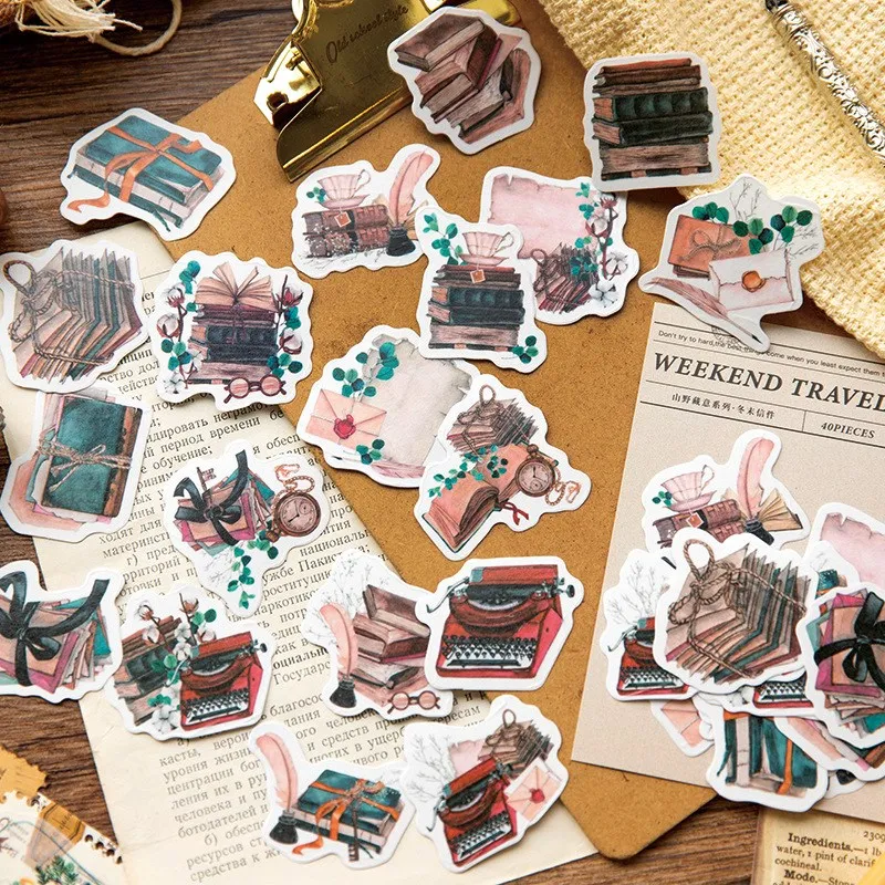 40 Pcs Bread Coffee Stickers Adhesive Paper Stickers Christmas Trees Designs For Holiday Decoration Journaling DIY Scrapbooking