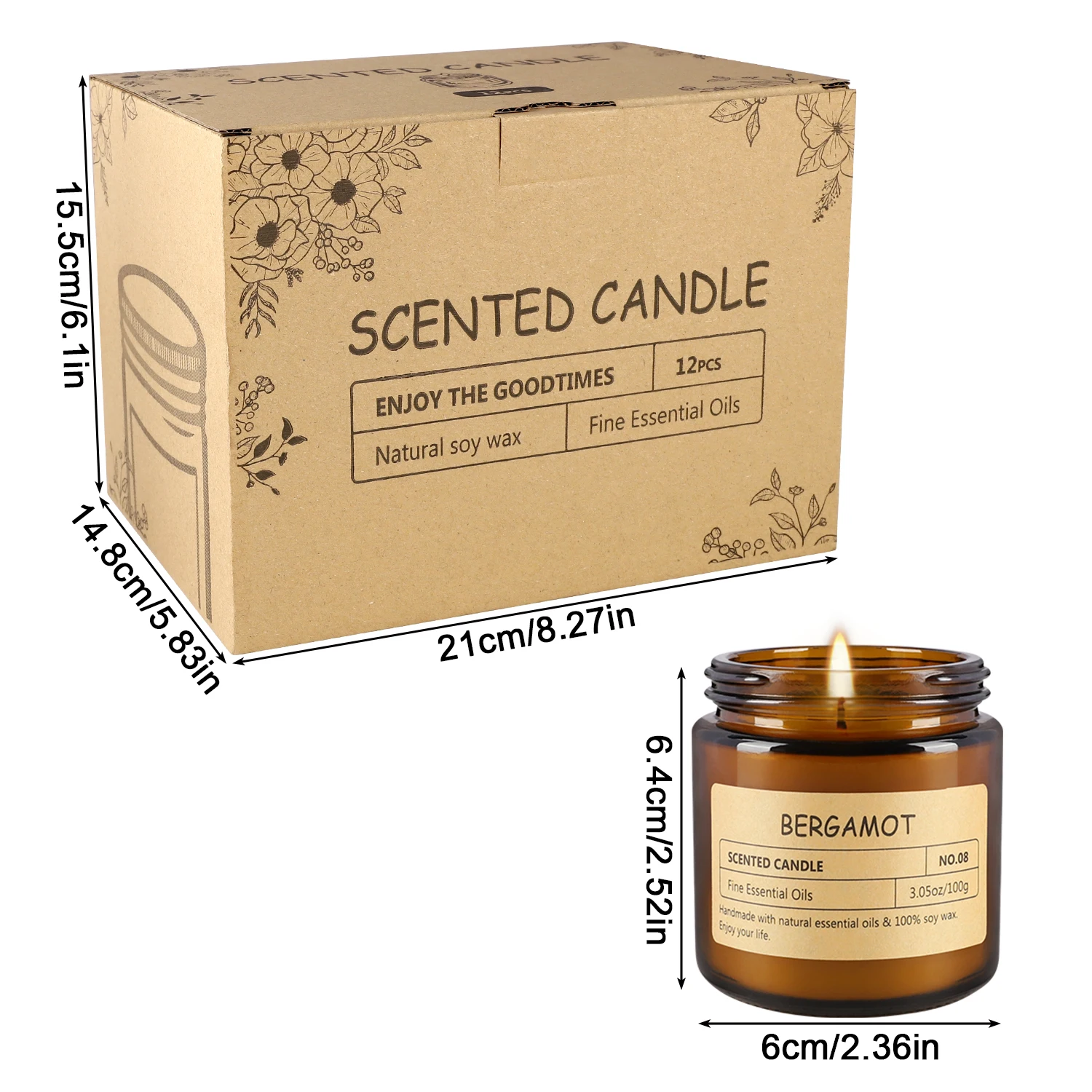 12 sachet scented candles with 12 different fragrances, suitable for family gatherings, holiday celebrations, parties, and gift