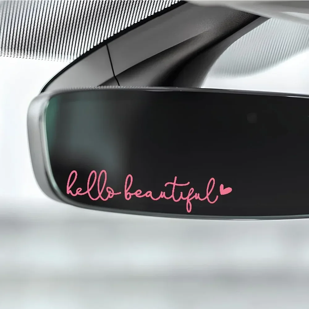 1pc Hello Beautiful Car Rearview Mirror Vinyl Decals Vanity Mirror Stickers Racing Helmet Auto Rear Window Waterproof Decor