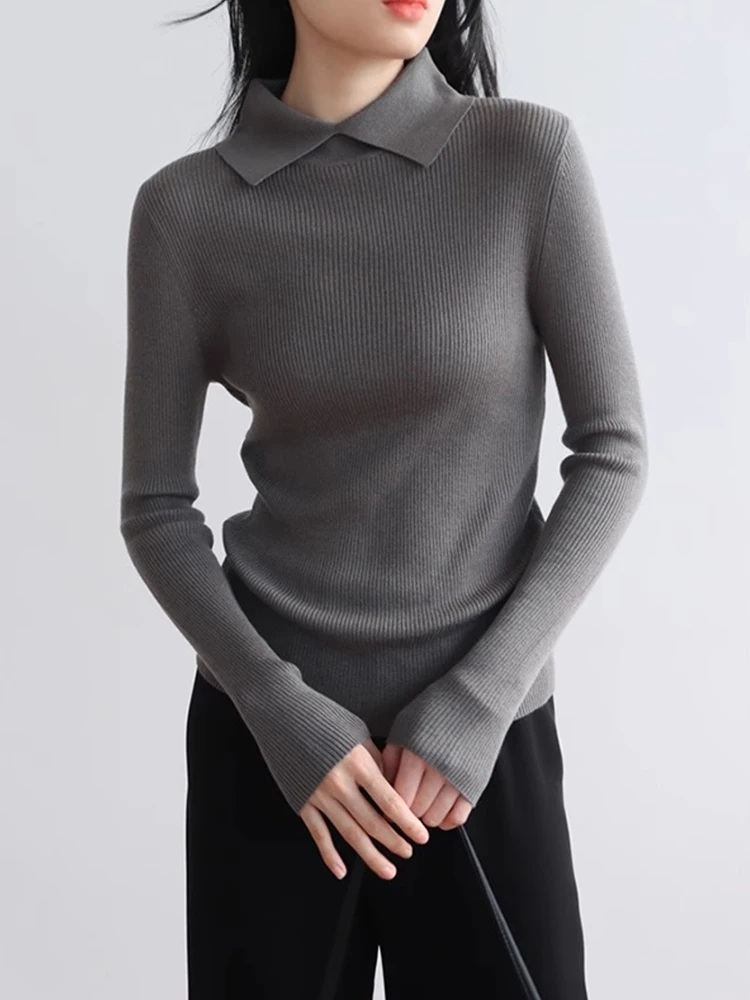 

Повседневный шерстяной вязаный свитер Long Sve Overhead Base irt Удобный универсальный осенний трикотаж для похудения против старения