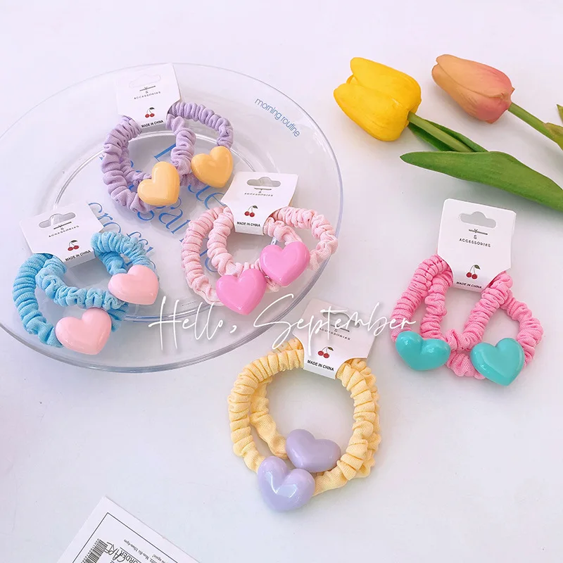 Gomas Para El Cabello 2 Uds Dulce Pastel Amor Arrugado Terciopelo Lazos Para El Cabello Color Degradado Accesorios Para El Cabello Para Niñas Antideslizante Uso Diario — -40%, $0.32 Coupon, from $0.49 – 40% descuento – €0.49