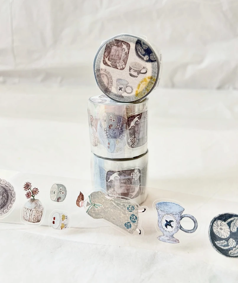Pion Vintage Solo Travel Pottery Artsy Girl Washi PET Tape for