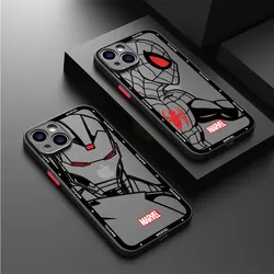 Marvel Spiderman Ironman Phone Case for Apple iPhone 11 Pro 12 XS Max 16 15ProMax XR 13 Mini SE 14 Pro 7 8 Plus Matte Cover