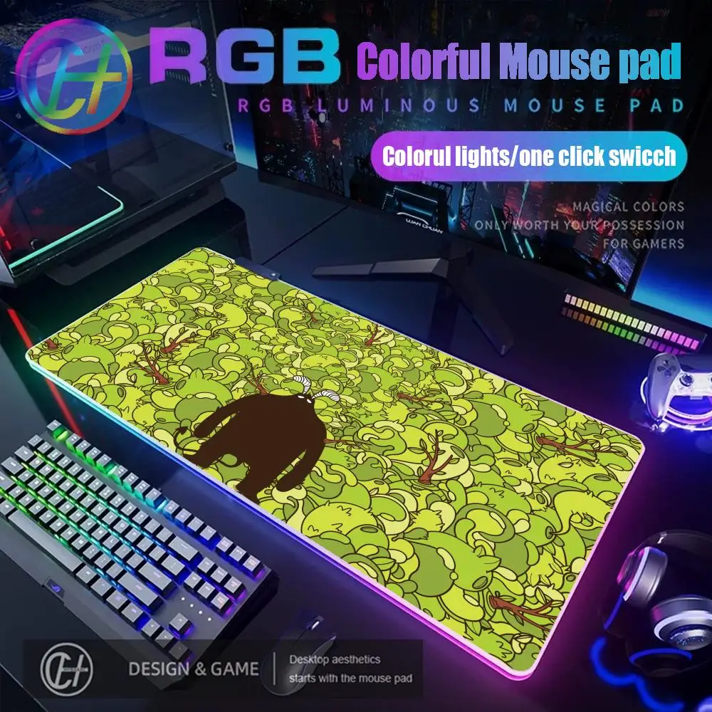 2026 New HYBXAXC Mouse Pad Terror Devil RGB Gaming Mouse Pad Desk Mat HD Gamer Large LED Light XXL Black And White Mouse Pad