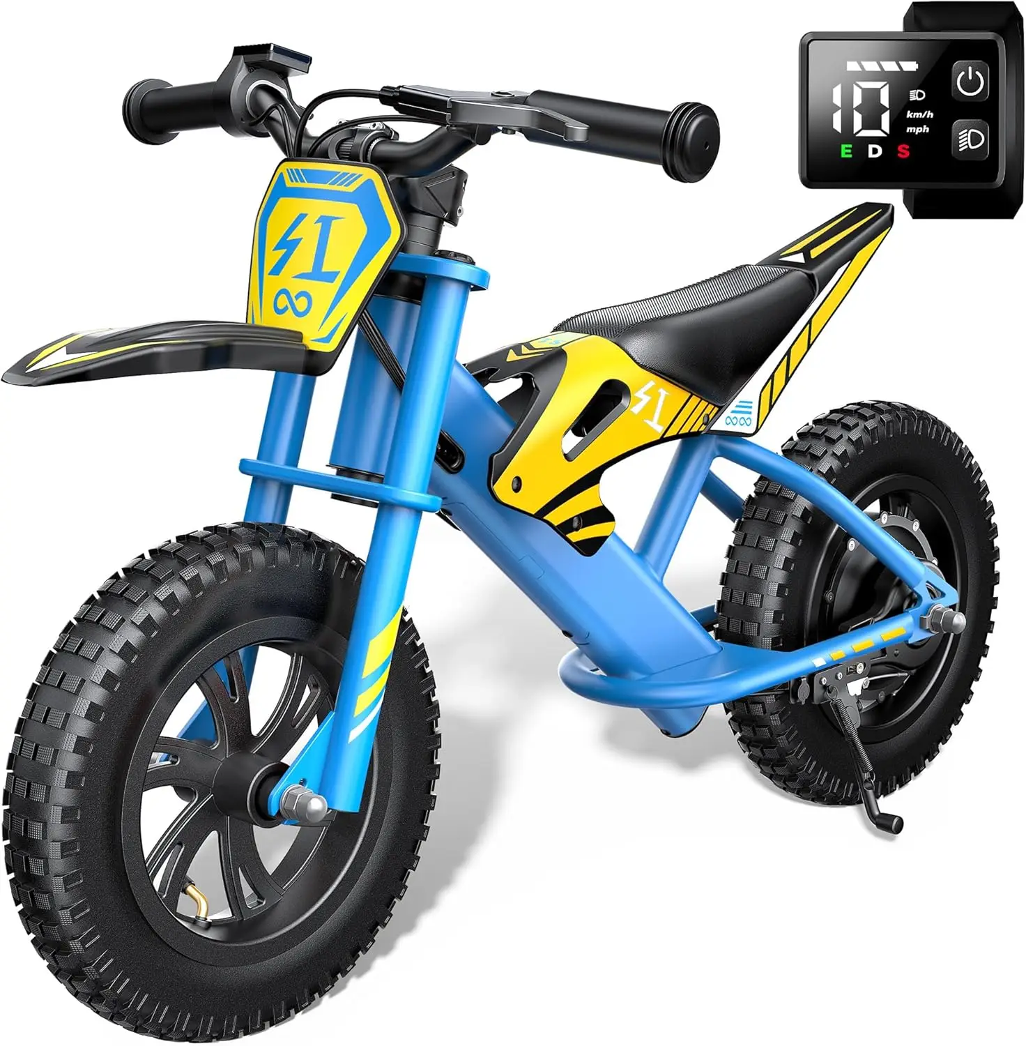 

S1 Kids Electric Balance Bike, 200W Motor, 3 Speeds, 10 MPH, 12' Pneumatic Tires, LED Taillight, Drum Brake, UL2272 Certified, A