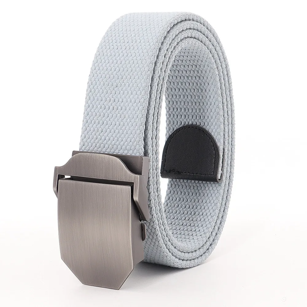 

Classic Adjustable Men Weaving Belt Solid Color Alloy Canvas Waistband Automatic Buckle Texture Sturdy Cloth Belt Waist Seal